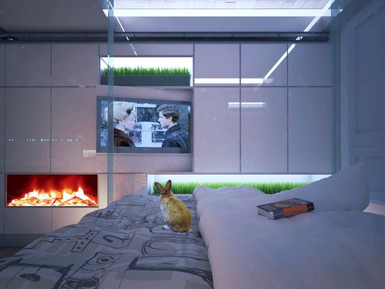 Wandbeleuchtung-ideen-schlafzimmer-einbauschrank-nischen-beleuchtet