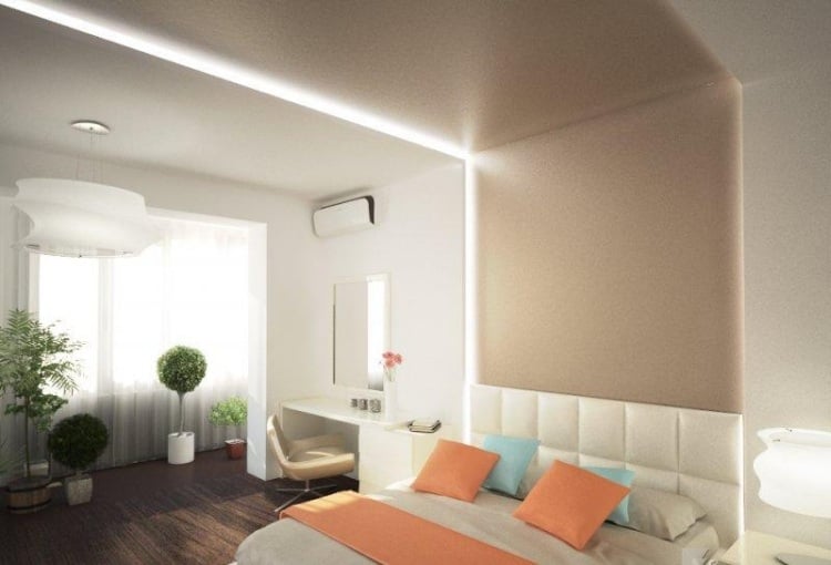 Wandbeleuchtung-ideen-schlafzimmer-indirekt-weisses-licht