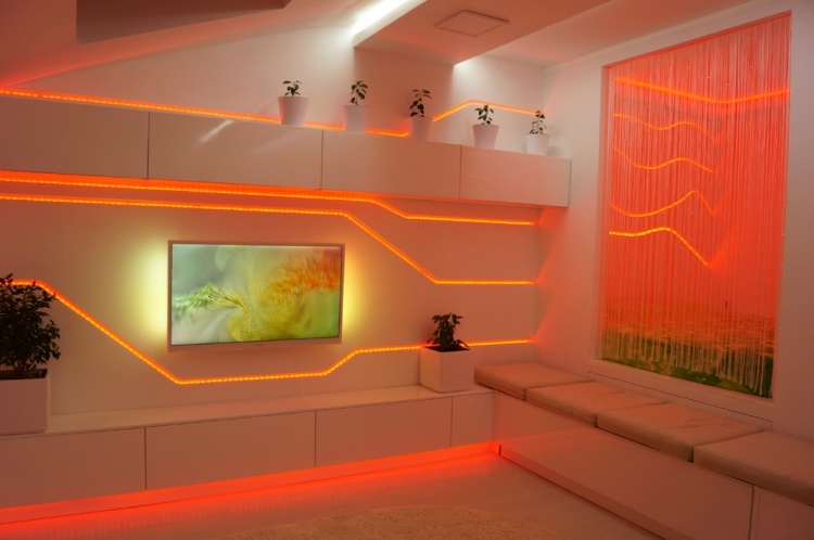 Wandbeleuchtung-ideen-wohnzimmer-led-streifen-farbwechsel