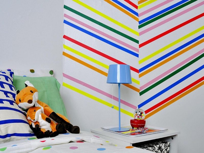 Washi-Tape-Wanddeko-Ideen-basteln-Kinderzimmer