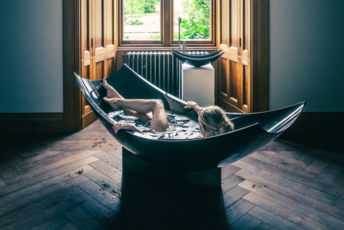 badewanne und waschbecken carbon schwarz elegant