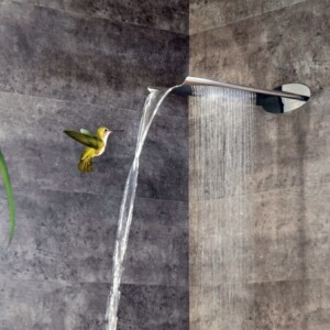 design modern bad armaturen dusche wasserhahn strahl kolibri pflanze grau
