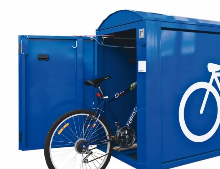 fahrradbox-fahrradgarage-verschließbarer-Standplatz-blau