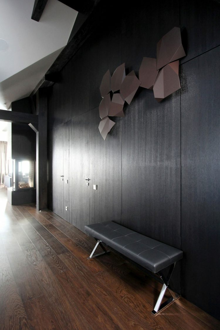 flur penthouse design sitzbank kunstwerk lampe originell