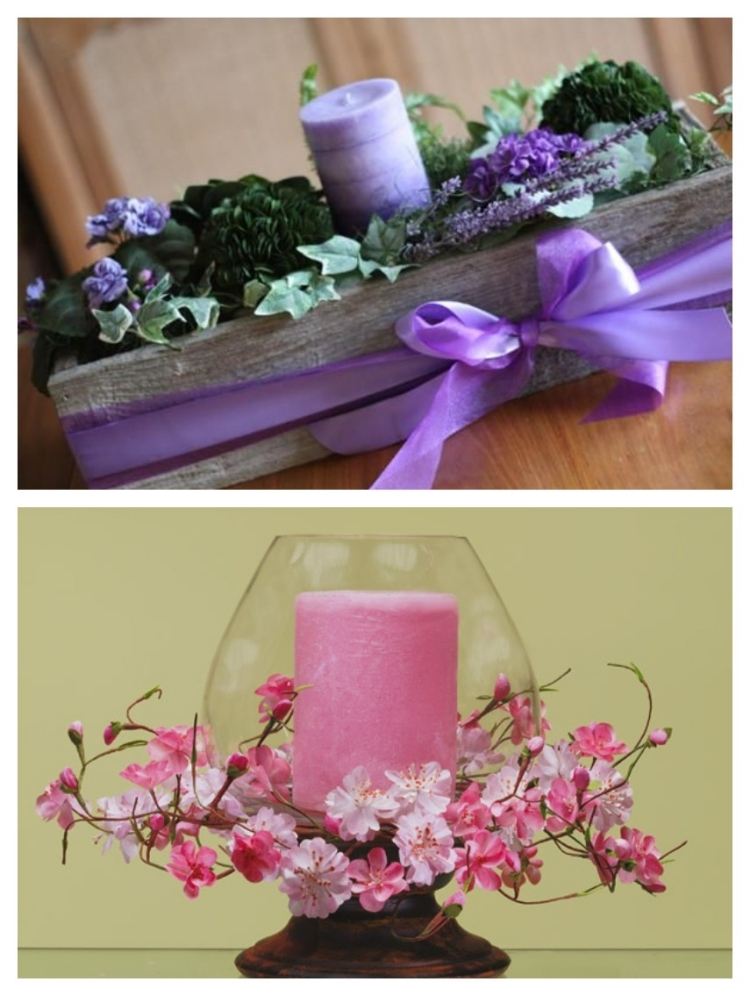 fruhlingsdeko-kerzen-ideen-kirschblueten-lavendel-rosa-lila