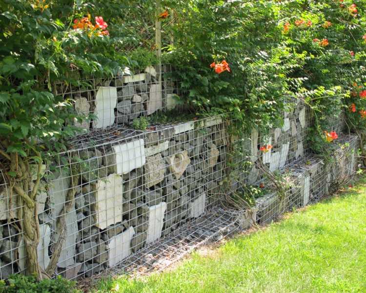 Gabionen Gartengestaltung: Ideen für Zaun mit Steinen ...