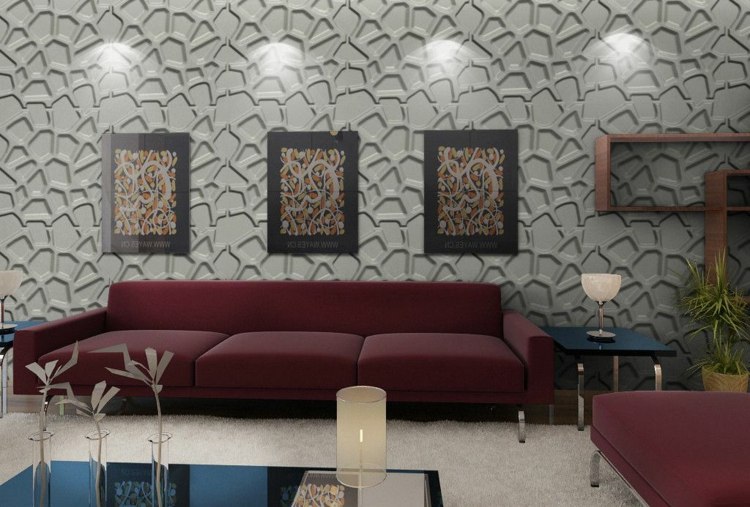 geraffte-Muster-Wandgestaltung-Wohnzimmer
