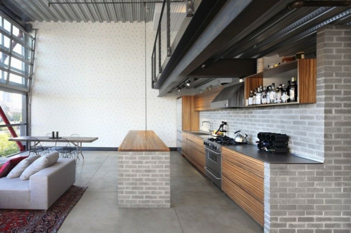 küche apartment im industriellen stil backstein design