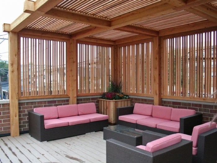 modernes design pergola selber bauen leisten holz sofa