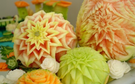 obst und gemüse schnitzen wassermelone idee florale motive kunst