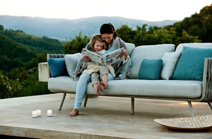 outdoor möbel lounge sofa couch dekokissen türkis