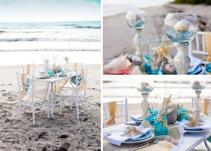 romantische-Strand-Braut-party-Tischdekoration-türkise-Gegenstände