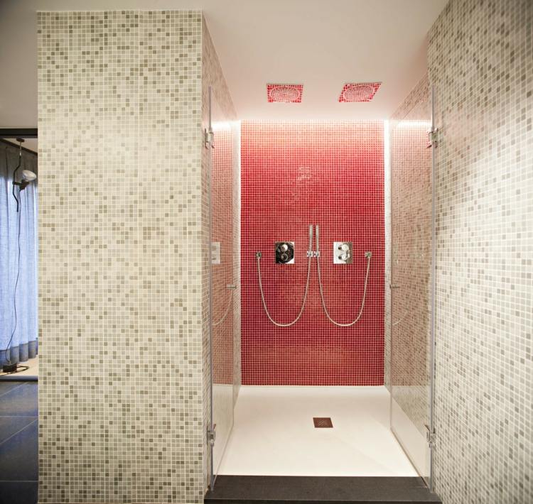 rotes design fliesen mosaik beige moderne dusche