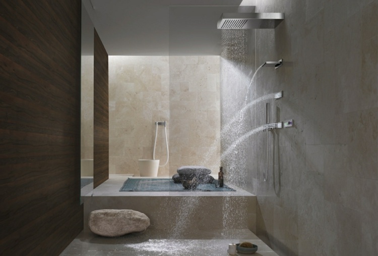 spa design badezimmer armaturen moderner stil regen offene dusche
