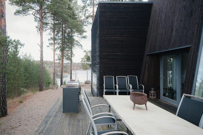 terrasse essbereich schwedische haus design holz fussboden