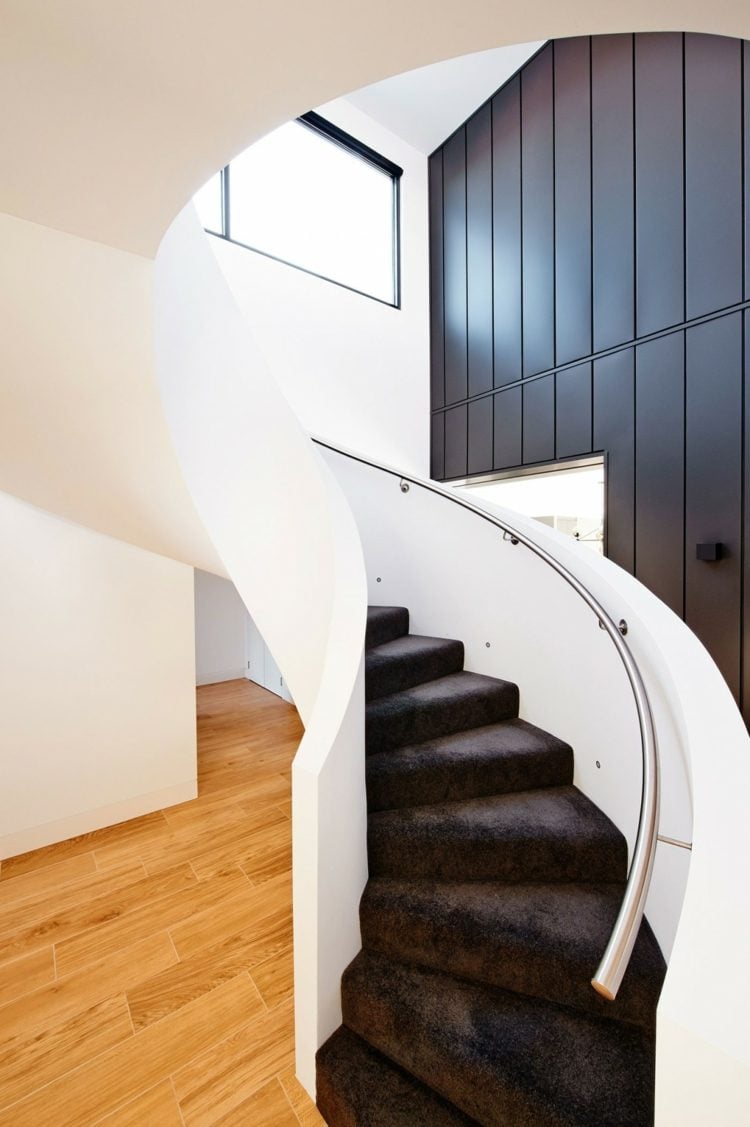 treppen design wendeltreppe stufen textil schwarz haus modern