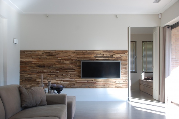 Wandpaneele aus Holz -3d-wheels-rueckwand-fernseher-wohnzimmer