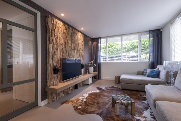 Wandpaneele aus Holz 3d-wohnzimmer-wand-montierter-fernseher
