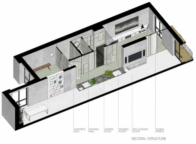 3d projekt japanischer stil flur wohnbereich apartment