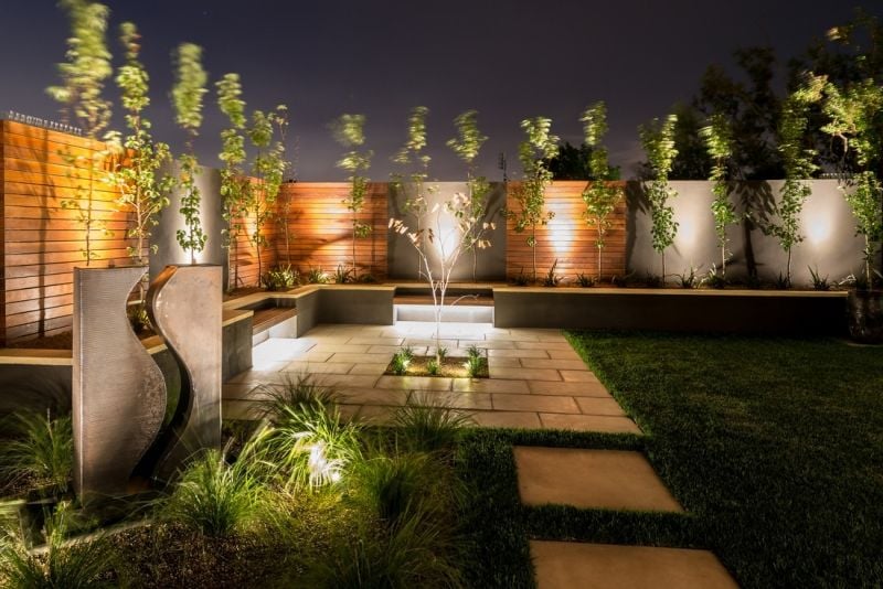 LED Gartenbeleuchtung Baum-Holzzaun-Gartenbrunnen