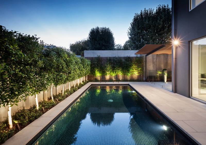 LED-Gartenbeleuchtung-Pool-Design-Buchsbaum-Bambus