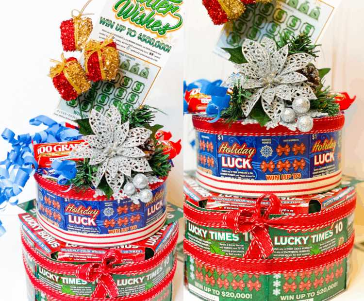Lose als Torte verpacken festlich dekorieren kreative Weihnachtsgeschenke zum Selbermachen