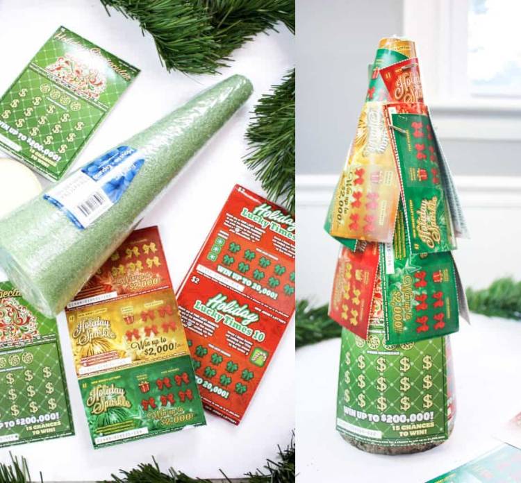 Lotto Lose als Weihnachtsbaum verpacken Ideen für Weihnachtsgeschenke für Mann