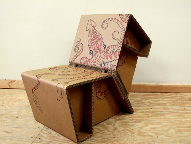 Möbel aus Pappe Oktopus-Ideen-modern-zusammenfalten
