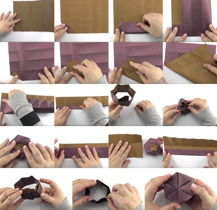 Ring Verpackung basteln Origami Box falten Anleitung
