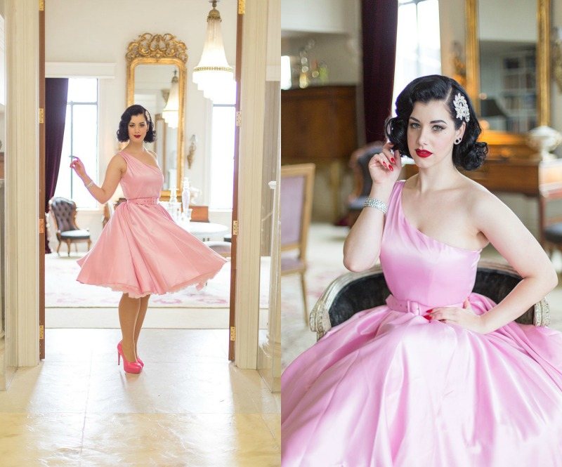Rockabilly-Kleider-rosa-asymmetrisch-Hochzeit