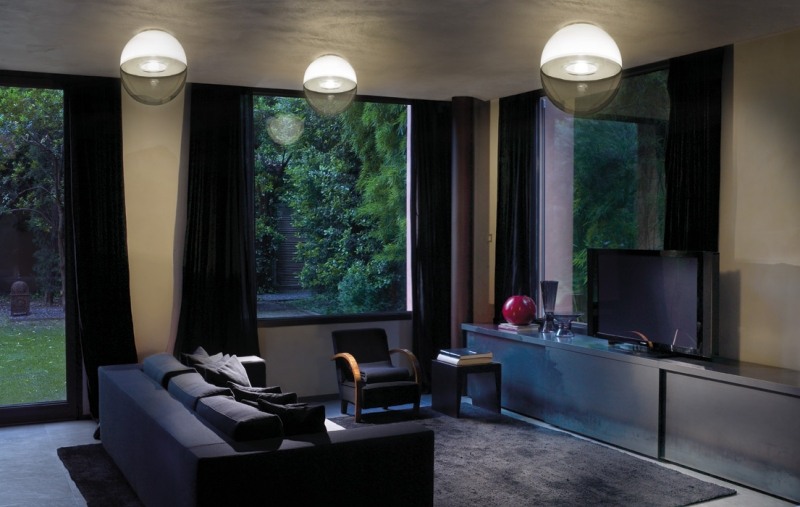 Wohnzimmer-einrichten-Ideen-Deckenleuchten-LED-Vetreria-Vistosi
