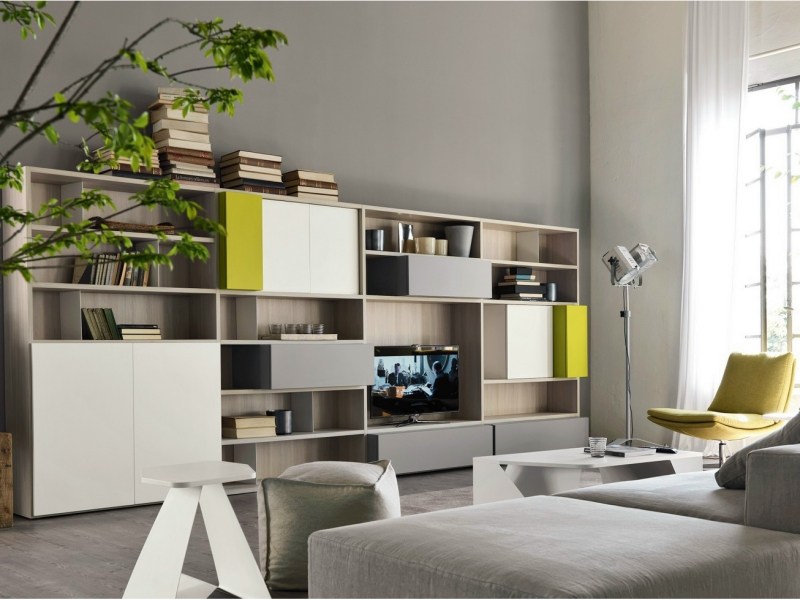 Wohnzimmer-einrichten-Wohnwand-Farben-Regalsystem-Doimo-City