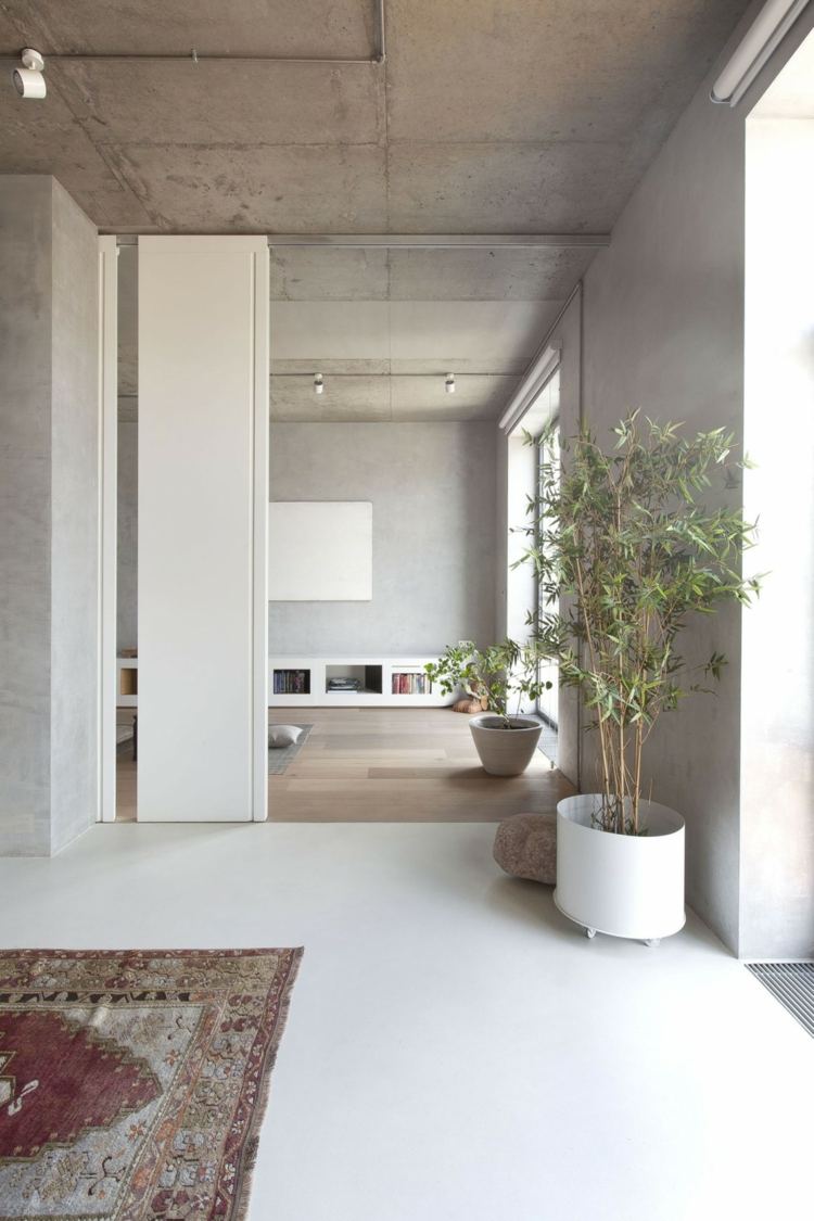 bambus deko wohnzimmer japanisch trennwand idee schieben
