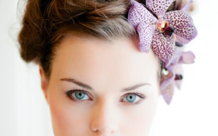 brautfrisuren mit orchideen lila hochsteckfrisur hochzeit