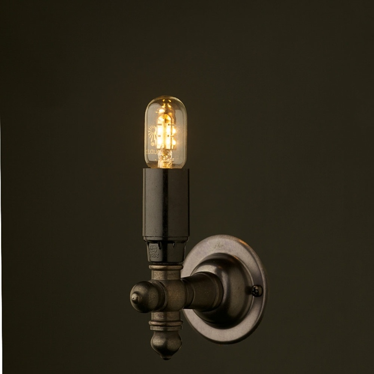 bronze wandleuchte edison glühbirne schwarz metall design