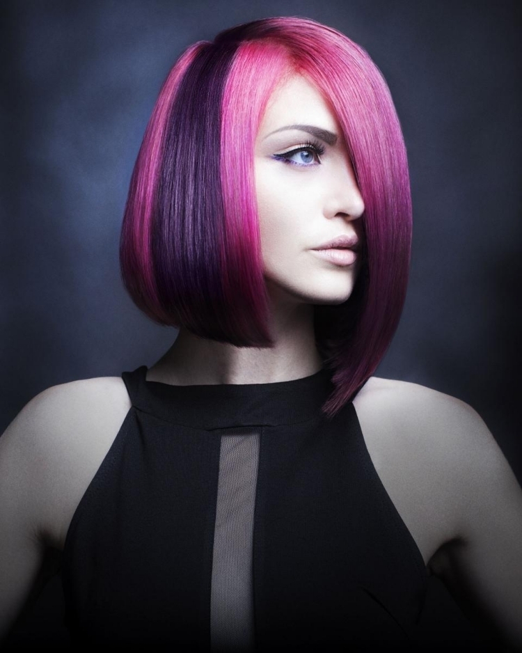 frisuren-mittellang-farbe-haar-Ultra-Violet-mode-trend-pink