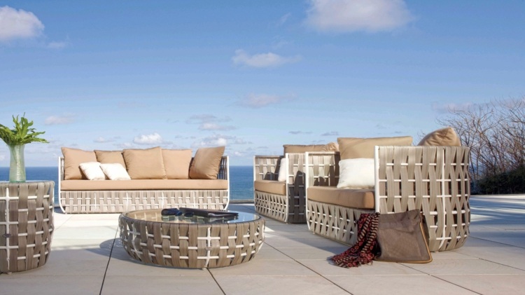 geflecht gartenmoebel design natur look terrasse pool lounge