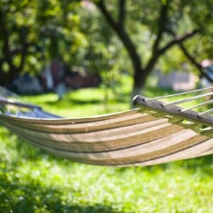 haengematte ideen zum entspannen sonne rasen garten baeume