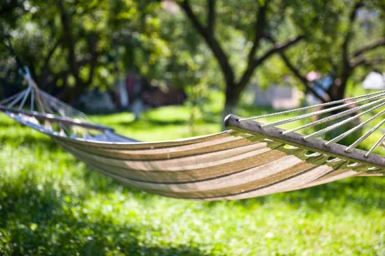 haengematte ideen zum entspannen sonne rasen garten baeume