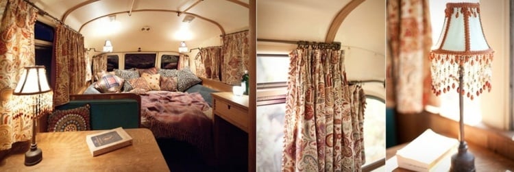 hippie stil interieur retro bus als wohnmobil lampe