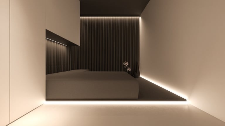indirekte-beleuchtung-led-unter-bett-minimalistisches-schlafzimmer-schwarz-weiss