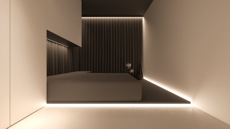 indirekte-beleuchtung-led-unter-bett-minimalistisches-schlafzimmer-schwarz-weiss