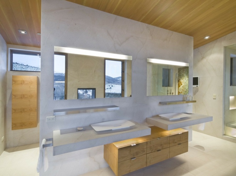 lampe spiegel konsole badezimmer waschbecken modern wand weiss
