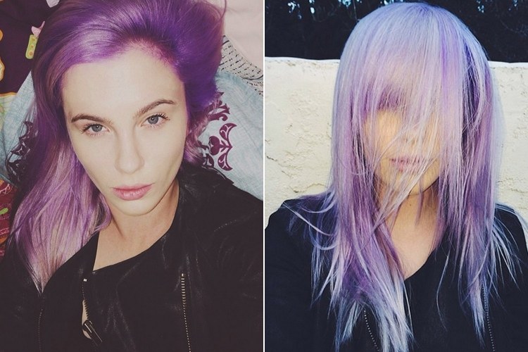 langhaarfrisuren-2015-farbe-violett-blond-modern-rockig-lederjacke-mode