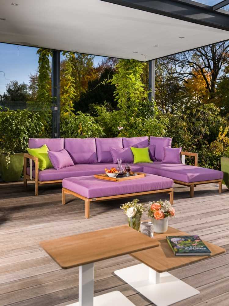 lila polster gruen sommer gartenmoebel bunt terrasse