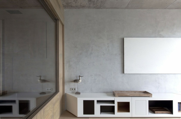 lowboard design modern stil glas wand beton japanisch