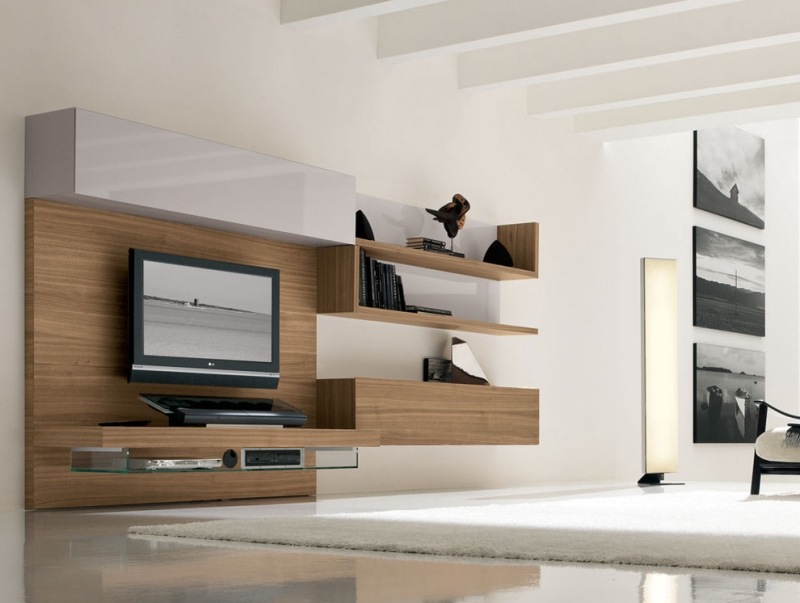 moderne-Wohnwand-Holz-Optik-Design-Ideen