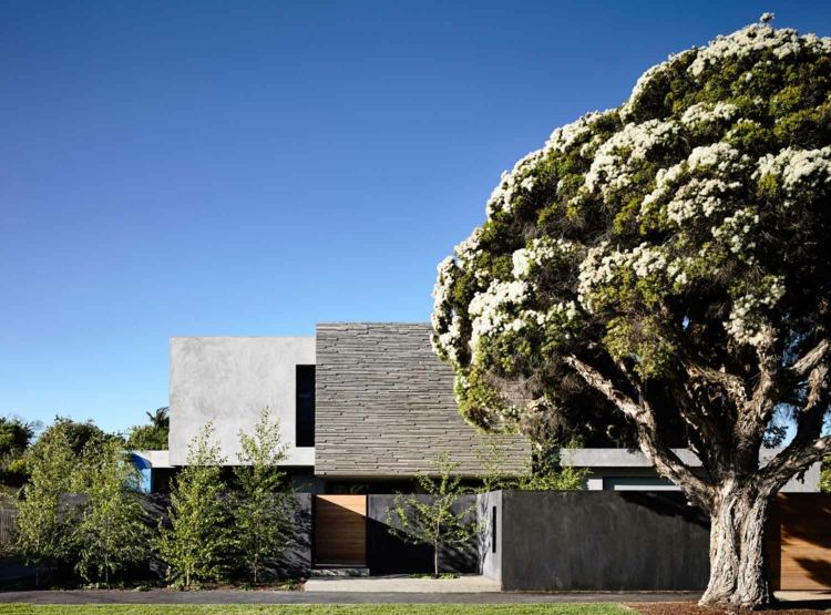 outdoor eingang haus design australien beton look modern
