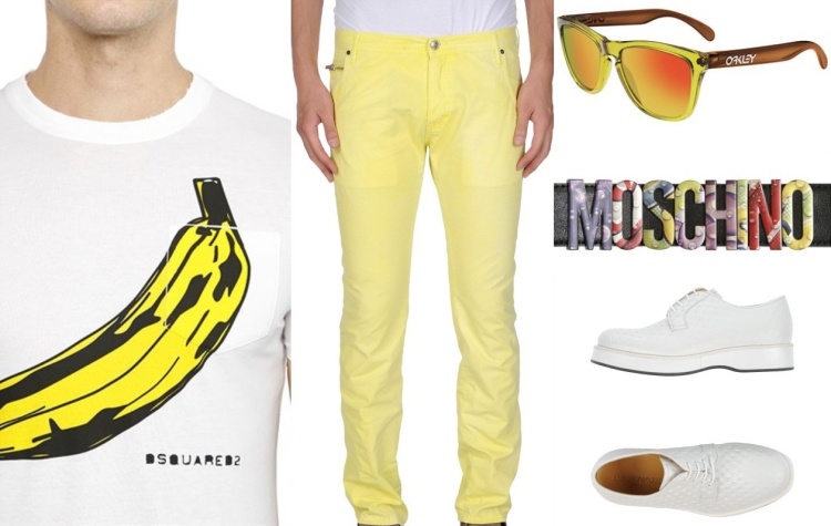 outfits-sommer-2015-tshirt-dsquared-hose-justcavalli-brille-oakley-guertel-moschino-schuhe-armani