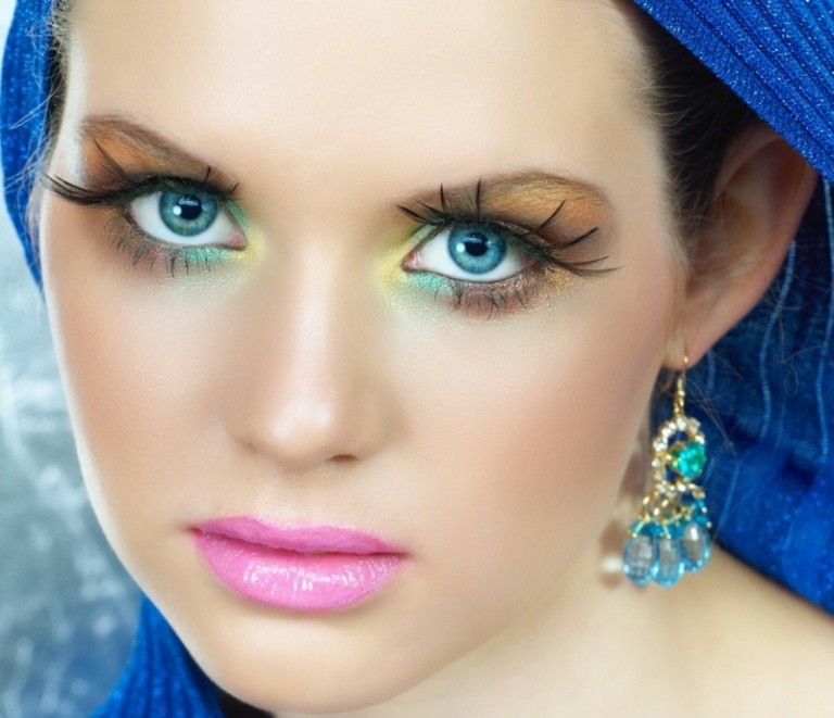 Sommer Augen Make-up party augen originell bunt regenbogen braun idee ohrring kapuze